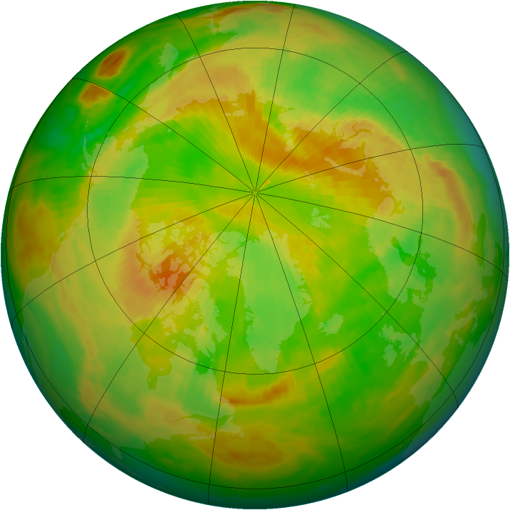 Arctic ozone map for 21 May 1990